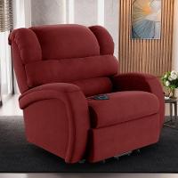 Poltrona Do Papai Reclinável Napoli Elevação Lift Elétrico Veludo Fh1 Vermelho - 6