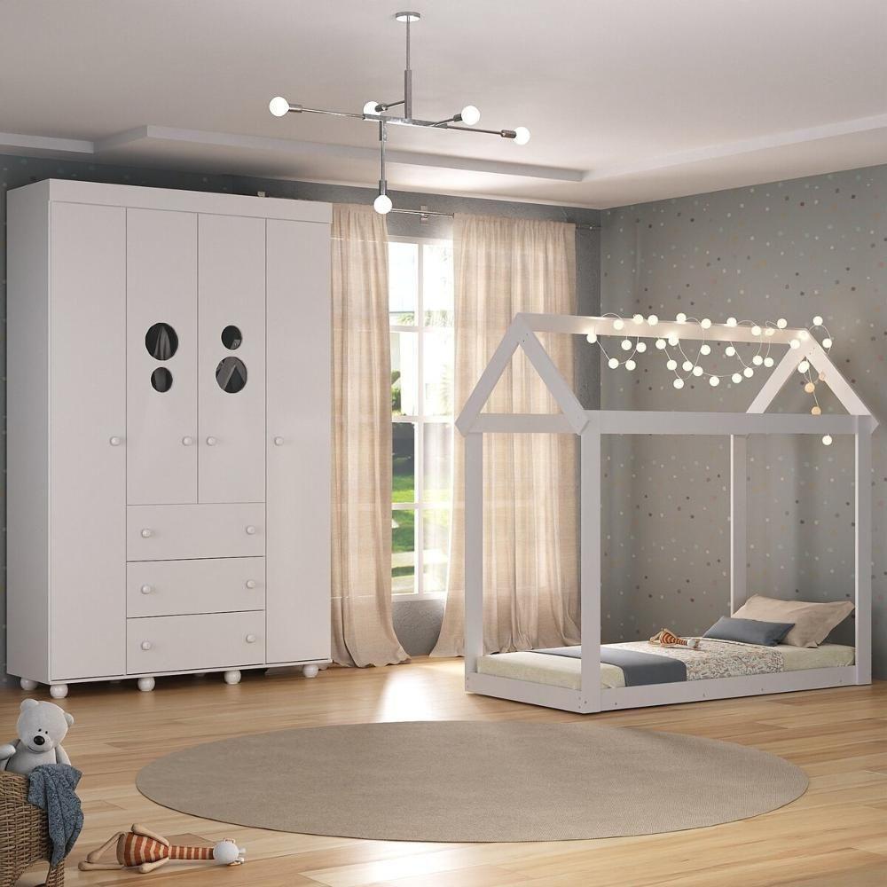 Cama Infantil Montessoriana Com Colchão Incluso E Guarda-roupas Pimpolho Multimóveis Mx4280 Branco - 6
