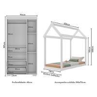 Quarto Infantil Com Cama Montessoriana/colchão/guarda-roupas Algodão Doce Multimóveis Mx4276 Branco - 2