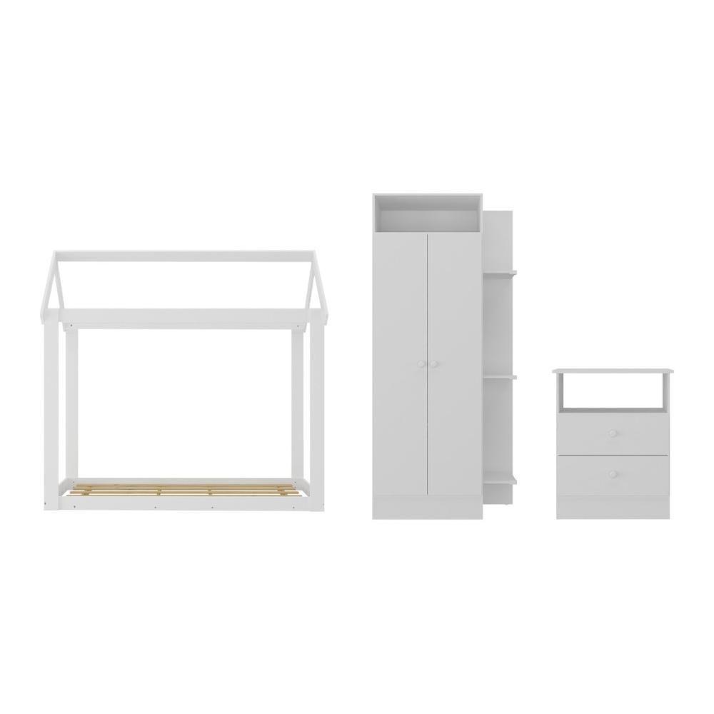 Quarto Infantil Com Cama Montessoriana E Colchão Incluso Encanto Multimóveis Mx4284 Branco - 3