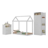 Quarto Infantil Com Cama Montessoriana E Colchão Incluso Encanto Multimóveis Mx4284 Branco - 1