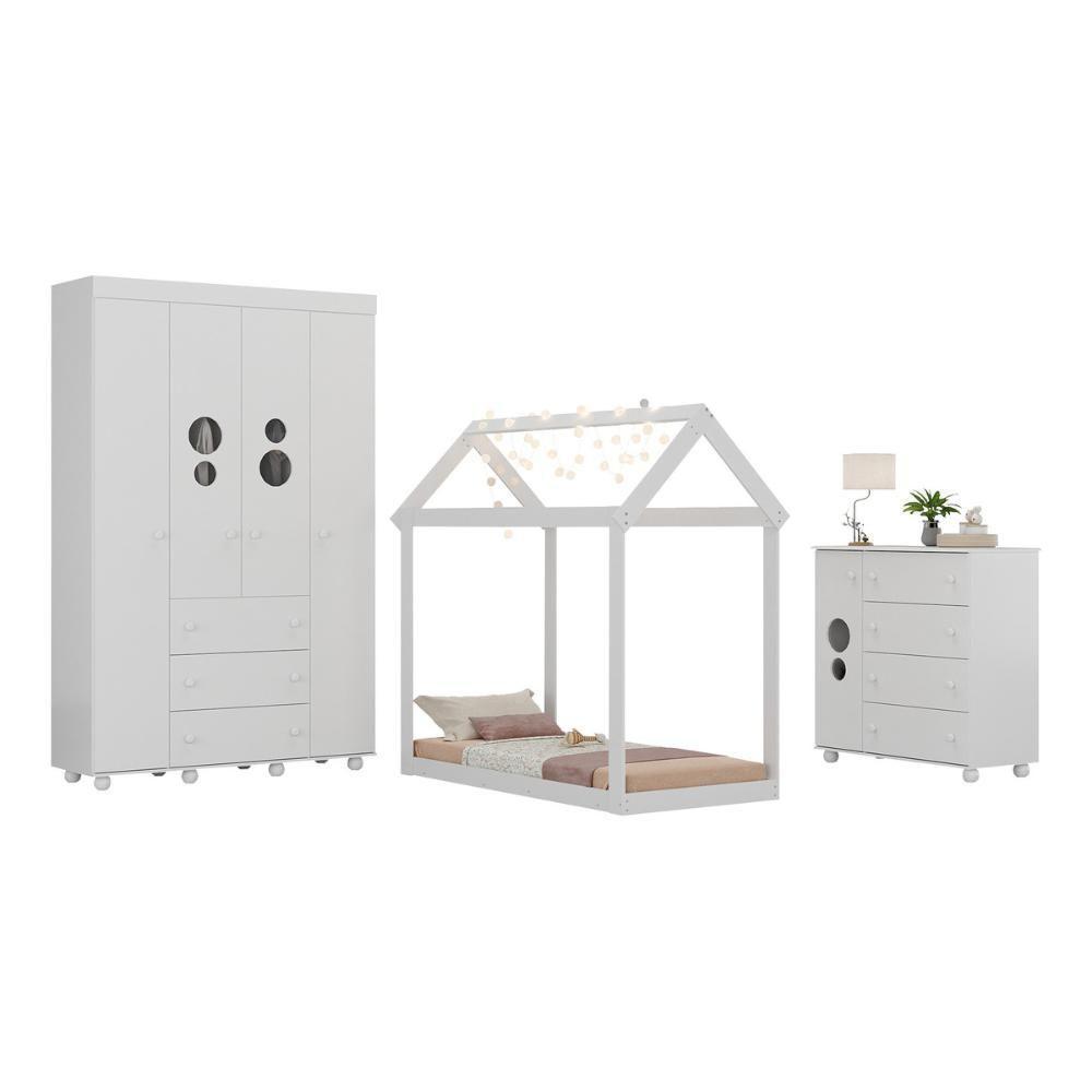 Quarto Infantil Com Cama Montessoriana Pimpolho Multimóveis Mx4269 Branco - 1