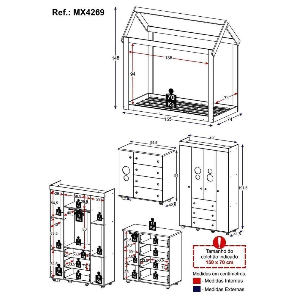 Quarto Infantil Com Cama Montessoriana Pimpolho Multimóveis Mx4269 Branco - 8