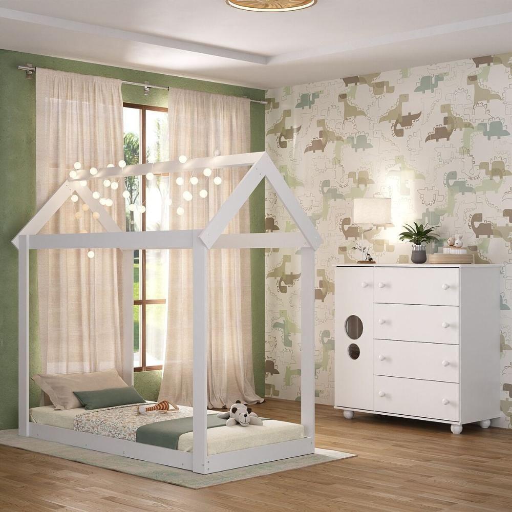 Cama Infantil Montessoriana Com Colchão Incluso E Cômoda Pimpolho Multimóveis Mx4282 Branco - 7