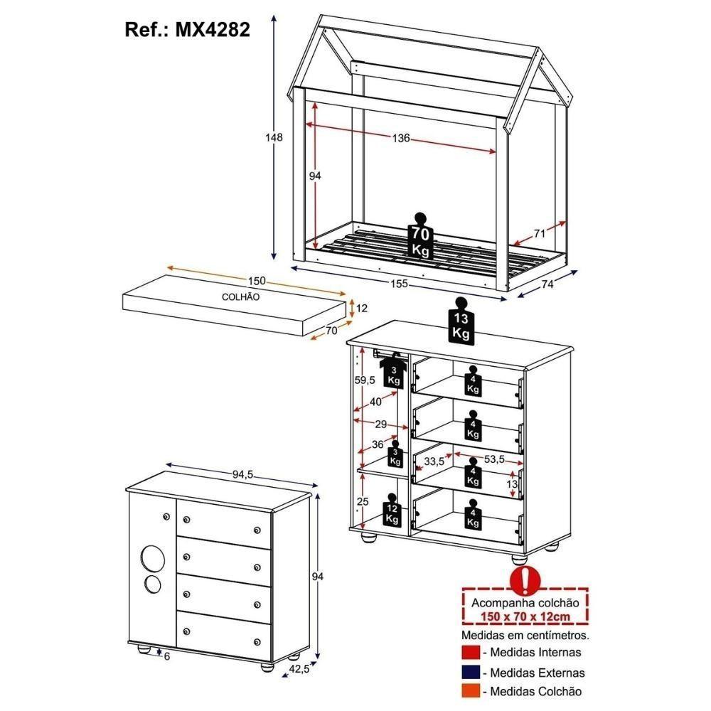 Cama Infantil Montessoriana Com Colchão Incluso E Cômoda Pimpolho Multimóveis Mx4282 Branco - 8