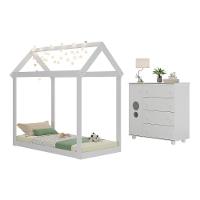 Cama Infantil Montessoriana Com Colchão Incluso E Cômoda Pimpolho Multimóveis Mx4282 Branco - 1