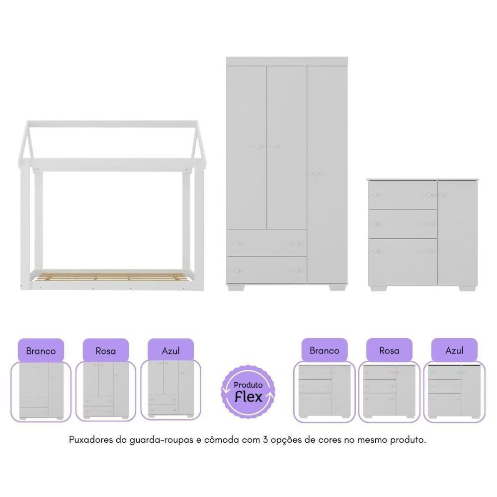 Quarto Infantil Com Cama Montessoriana E Colchão Incluso Algodão Doce Multimóveis Mx4268 Branco - 3