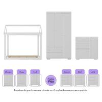 Quarto Infantil Com Cama Montessoriana E Colchão Incluso Algodão Doce Multimóveis Mx4268 Branco - 3