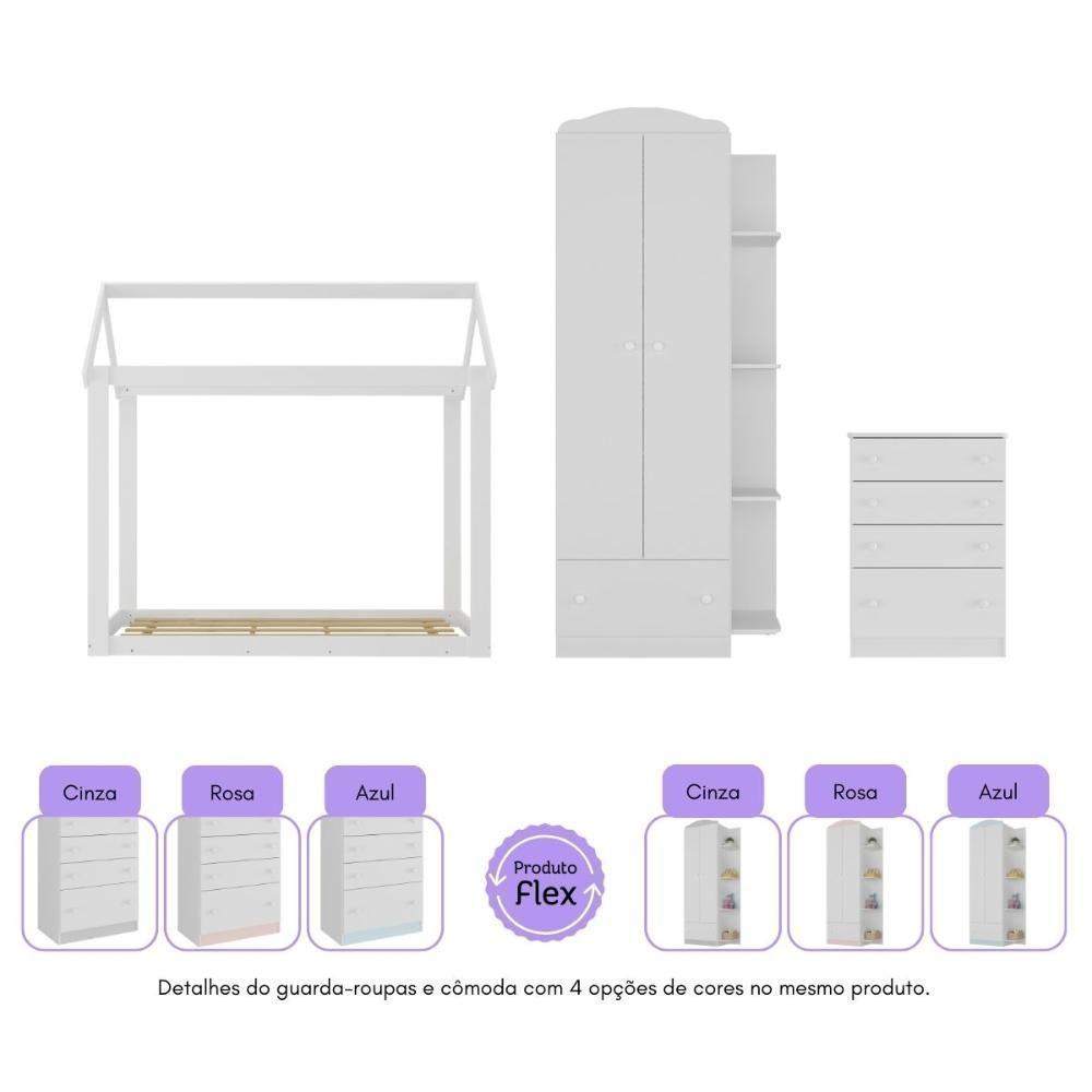 Quarto Infantil Com Cama Montessoriana E Colchão Incluso João E Maria Multimóveis Mx4266 Branco - 4