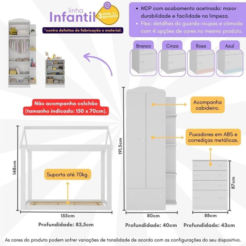 Quarto Infantil Com Cama Montessoriana João E Maria Multimóveis Mx4265 Branco - 6