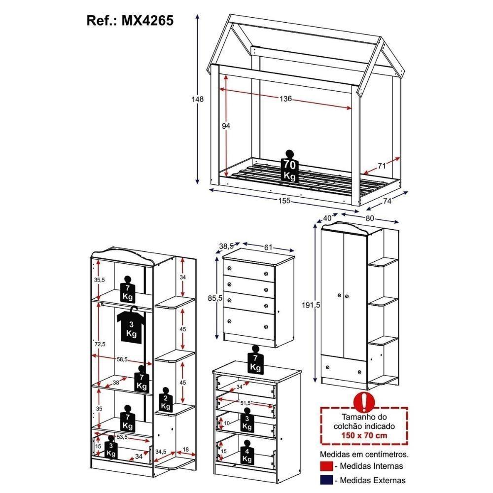 Quarto Infantil Com Cama Montessoriana João E Maria Multimóveis Mx4265 Branco - 8