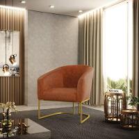 Cadeira Sala Jantar Industrial Dourado Kit 2 Stella Sintético Pu D03 - D'rossi Cor Nozes - 7