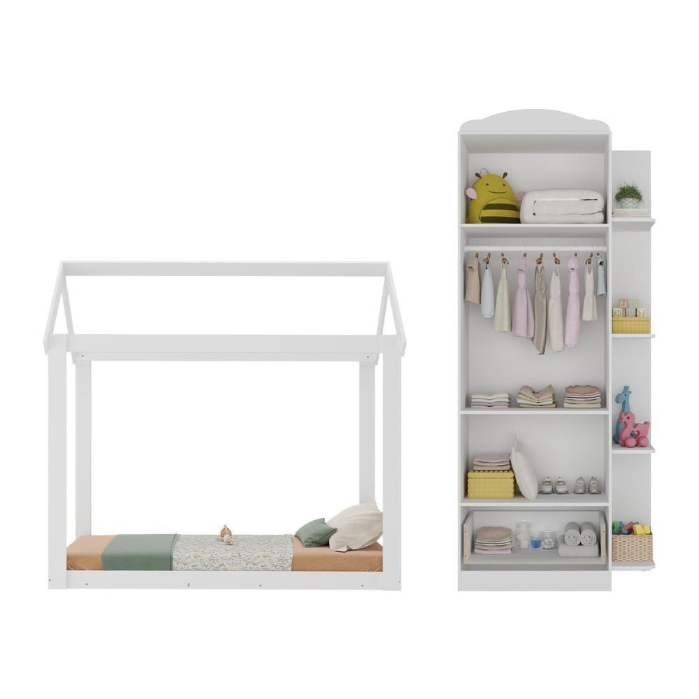 Quarto Infantil Com Cama Montessoriana/colchão/guarda-roupas João E Maria Multimóveis Mx4272 Branco - 4