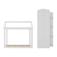 Quarto Infantil Com Cama Montessoriana/colchão/guarda-roupas João E Maria Multimóveis Mx4272 Branco - 3