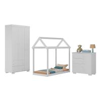 Quarto Infantil Com Cama Montessoriana Algodão Doce Multimóveis Mx4267 Branco - 1