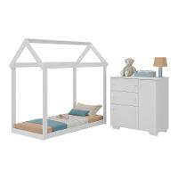Quarto Infantil Cama Montessoriana/colchão/cômoda Flex Algodão Doce Multimóveis Mx4278 Branco - 1