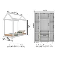 Cama Infantil Montessoriana Para Colchão 150x70cm Com Guarda-roupas Pimpolho Multimóveis Mx4279 Branco - 2