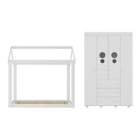 Cama Infantil Montessoriana Para Colchão 150x70cm Com Guarda-roupas Pimpolho Multimóveis Mx4279 Branco - 3