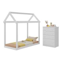 Quarto Infantil Com Cama Montessoriana E Cômoda Flex João E Maria Multimóveis Mx4273 Branco - 1