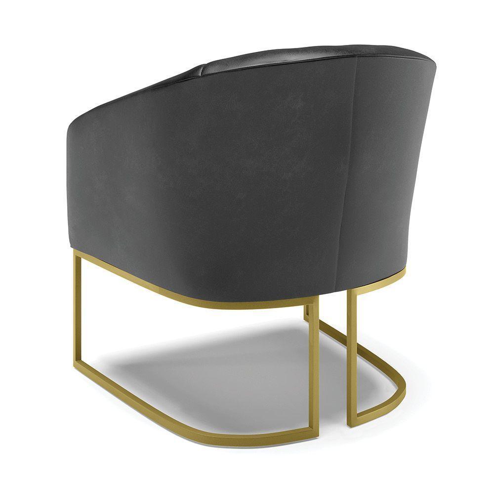 Cadeira Sala Jantar Industrial Dourado Kit 2 Stella Sintético Pu D03 - D'rossi Cor Preto - 5