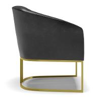 Cadeira Sala Jantar Industrial Dourado Kit 2 Stella Sintético Pu D03 - D'rossi Cor Preto - 2