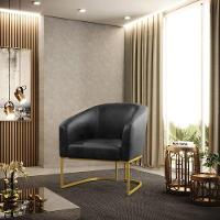 Cadeira Sala Jantar Industrial Dourado Kit 2 Stella Sintético Pu D03 - D'rossi Cor Preto - 7