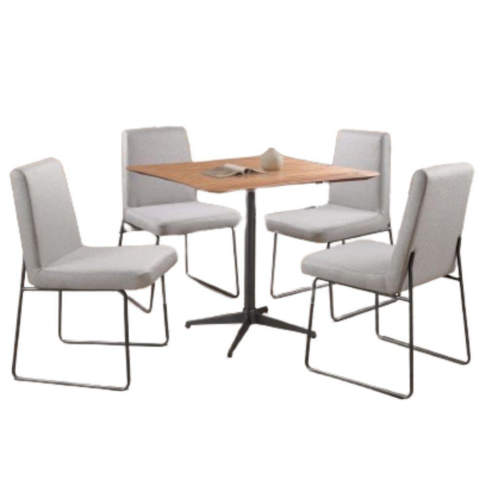 Conjunto Sala De Jantar Copa Castanho Com 4 Cadeiras Neat Linho Cinza Base Grafite - 1