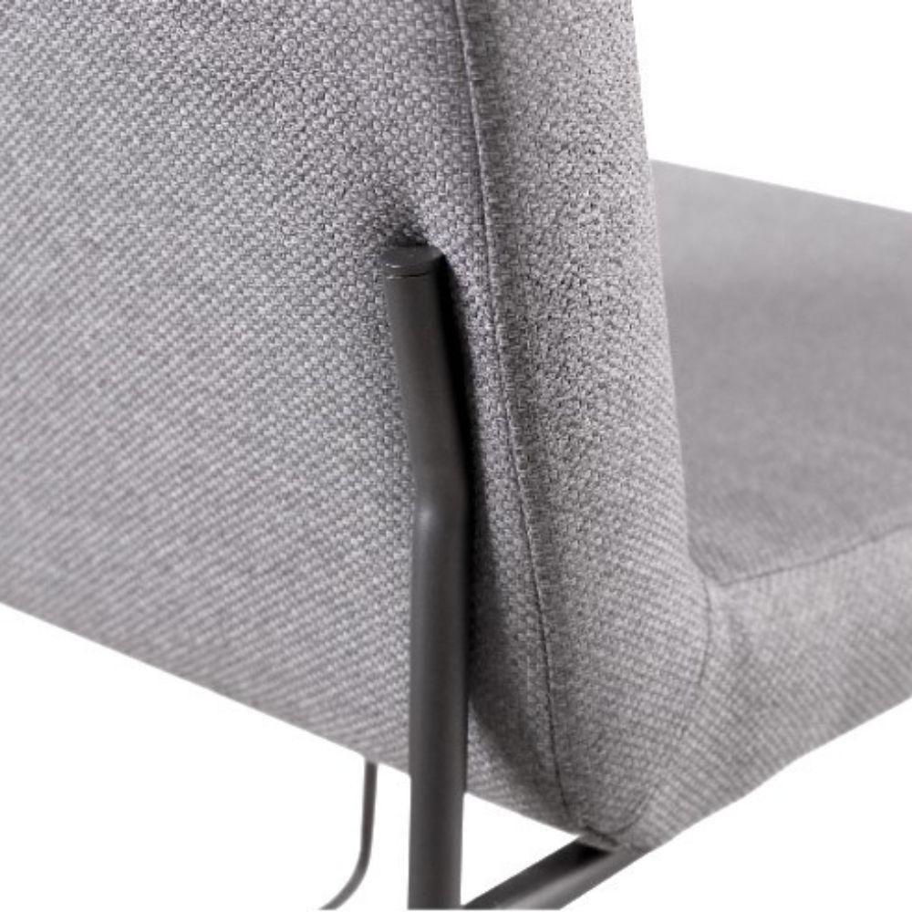 Conjunto Sala De Jantar Copa Castanho Com 4 Cadeiras Neat Linho Cinza Base Grafite - 2