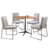 Conjunto Sala De Jantar Copa Castanho Com 4 Cadeiras Neat Linho Cinza Base Grafite - 1