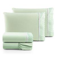 Jogo Cama Lençol Paris Queen Percal 180 Fios 100% Algodão Lese Bordada 4 Peças - Verde - 1