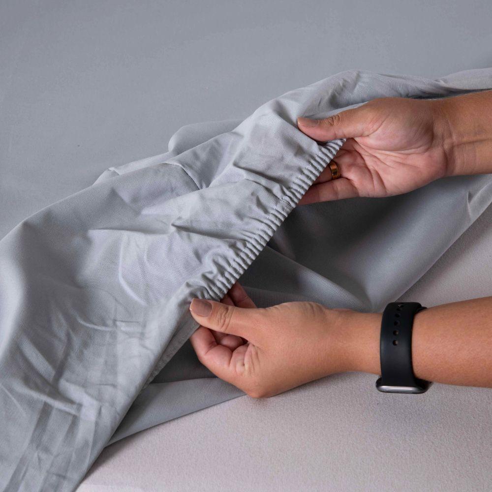 Jogo Cama Lençol Encanto Casal Padrão Percal 180 Fios C/ Ponto Palito 4 Peças - Floral - Cinza - 7