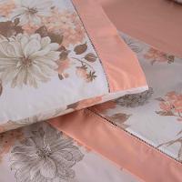 Jogo Cama Lençol Encanto King Estampado Percal 180 Fios C/ Ponto Palito 4 Peças - Floral - Salmão