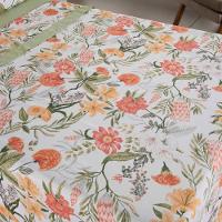 Jogo Cama Lençol Encanto Queen Estampado Percal 180 Fios C/ Ponto Palito 4 Peças - Floral - Verde - 8