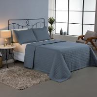 Kit Cobre Leito Colcha Bellini King Dupla Face Percal 300 Fios Textura Matelassê 3 Peças - Azul - 5