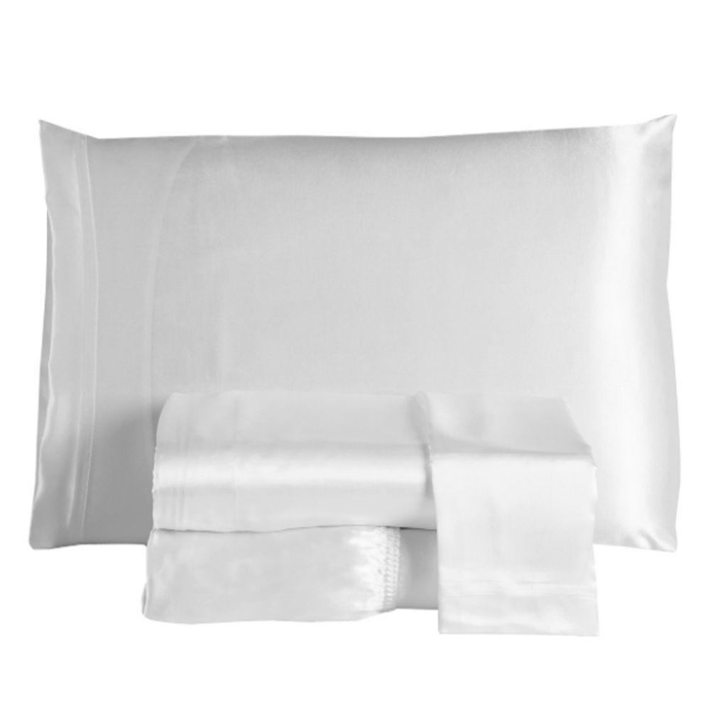 Jogo Cama Lençol Splendore King Cetim Charmousse Alto Brilho 4 Peças - Branco - 1