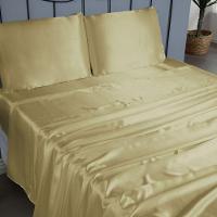 Jogo Cama Lençol Splendore King Cetim Charmousse Alto Brilho 4 Peças - Dourado - 6