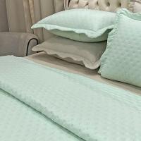 Kit Cobre Leito Colcha Perone King Dupla Face Toque De Pluma Micro Percal 300 Fios 3 Peças - Verde Tifany - 2