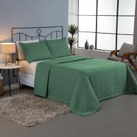 Kit Cobre Leito Colcha Bellini Casal Padrão Dupla Face Percal 300 Fios Textura Matelassê 3 Peças - Verde - 5