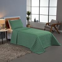 Kit Cobre Leito Colcha Bellini Solteiro Dupla Face Percal 300 Fios Textura Matelassê - Verde - 5