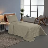 Kit Cobre Leito Colcha Bellini Solteiro Dupla Face Percal 300 Fios Textura Matelassê - Cáqui - 5