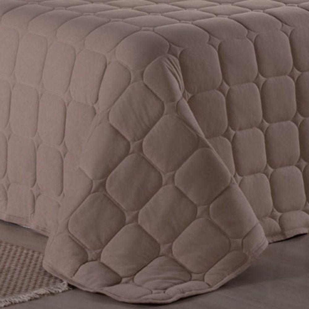 Kit Cobre Leito Colcha Livorno Queen Acolchoado Fofo Macio Malha 100% Algodão 3 Peças - Bege - 4