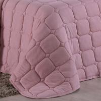 Kit Cobre Leito Colcha Livorno Casal Padrão Acolchoado Fofo Macio Malha 100% Algodão 3 Peças - Rosê - 2