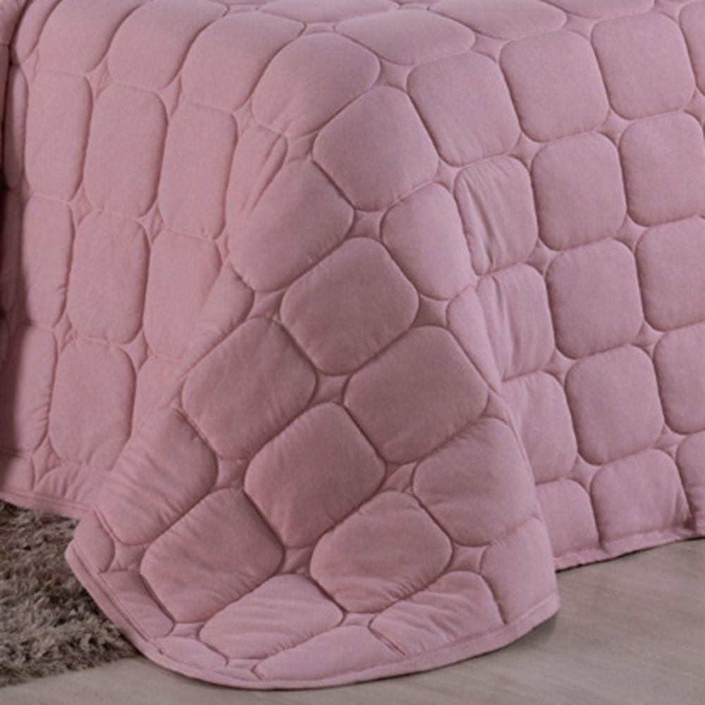 Kit Cobre Leito Colcha Livorno Queen Acolchoado Fofo Macio Malha 100% Algodão 3 Peças - Rosê - 2