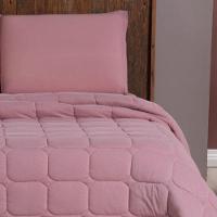 Kit Cobre Leito Colcha Livorno Queen Acolchoado Fofo Macio Malha 100% Algodão 3 Peças - Rosê