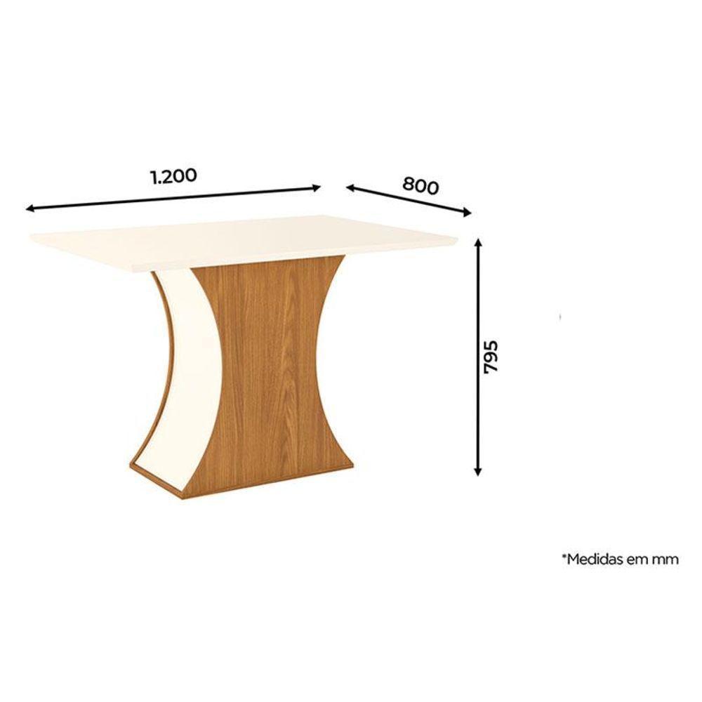 Mesa De Jantar Selena 120 Cm Tampo Reto Nature Off White - Henn - 2