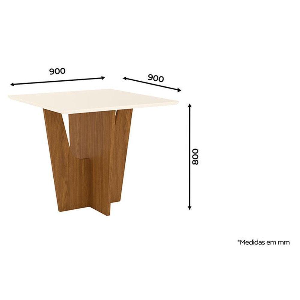 Mesa De Jantar Danielly 90 Cm Tampo Reto Nature Off White - Henn - 2