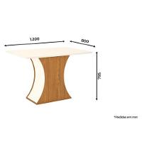 Mesa De Jantar Selena 120 Cm Tampo Reto Com Vidro Nature Off White - Henn - 1
