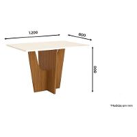 Mesa De Jantar Danielly 120 Cm Tampo Reto Com Vidro Nature Off White - Henn - 2