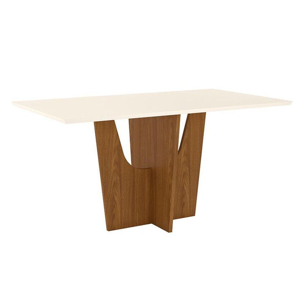Mesa De Jantar Danielly 160 Cm Tampo Reto Nature Off White - Henn - 1