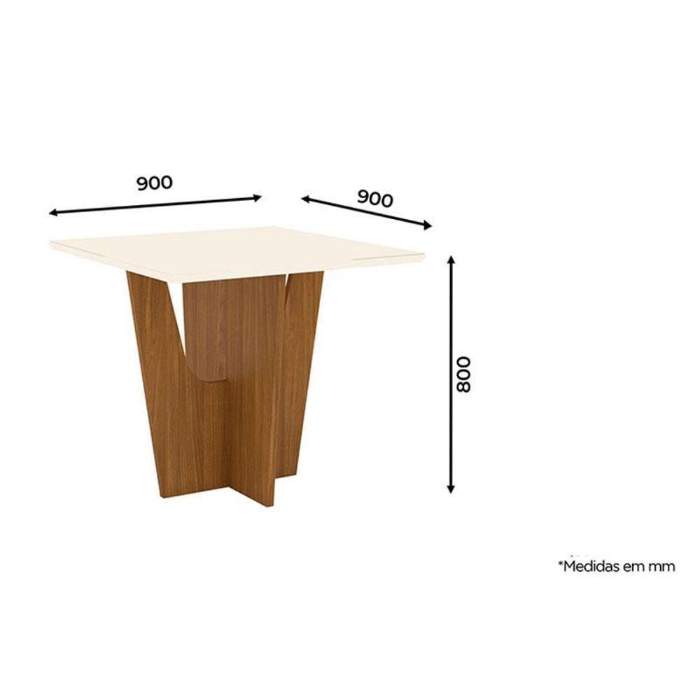 Mesa De Jantar Vértice 90 Cm Tampo Reto Com Vidro Nature Off White - Henn - 2